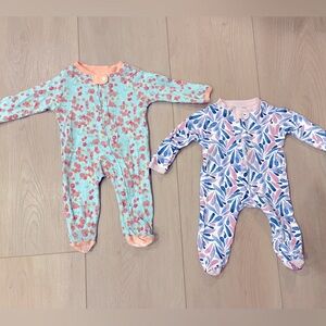 Bundle of Two Burts Bees Footie Pajamas
